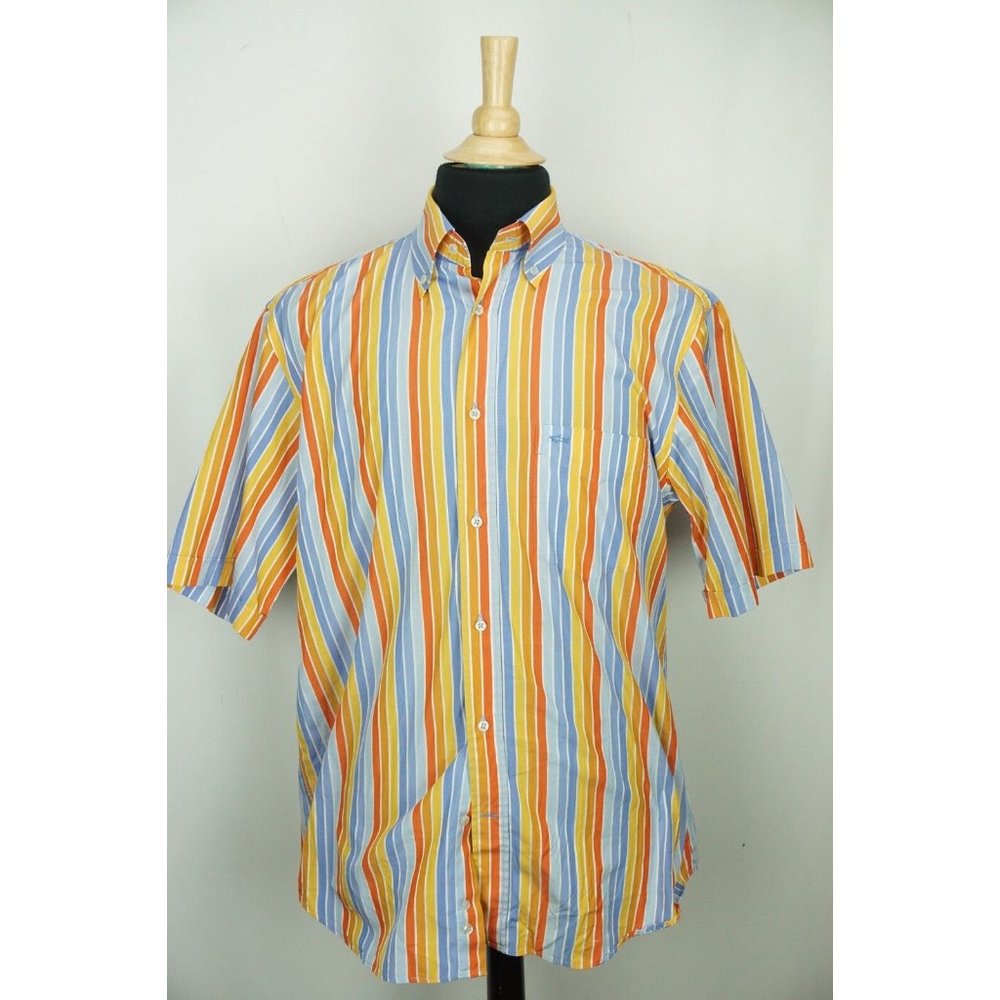 Paul & Shark Yachting Bright Multicolor Striped Short Sleeve Button Up shirt 42 - Picture 4 of 5